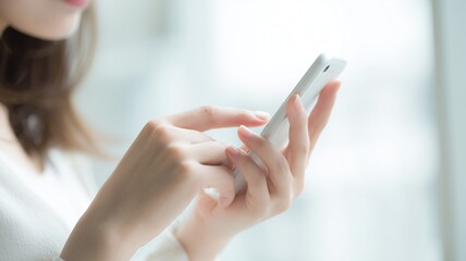 スマホを触る日本人女性