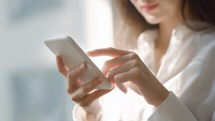スマホを触る日本人女性