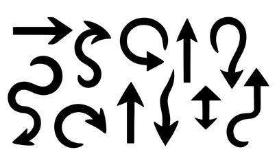 Collection of various black arrow shapes and styles