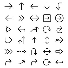 Collection of various directional arrow icons set
