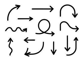 Collection of diverse black directional arrow signs