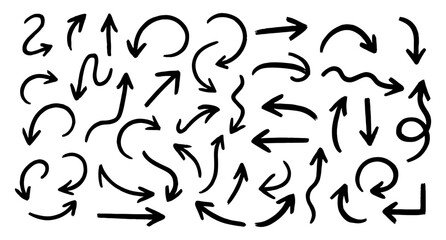 Collection of hand drawn black arrow illustrations
