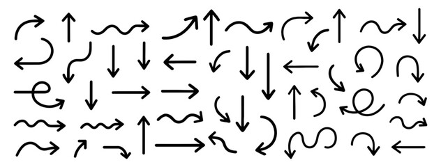 Collection of various hand drawn arrow illustrations