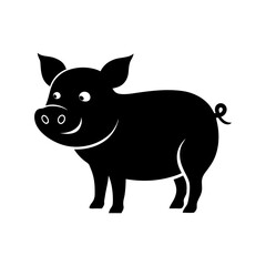 pig black silhouette vector line art