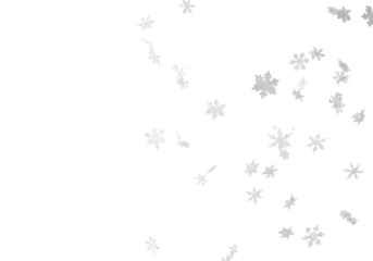 Numerous intricate crystalline snowflakes of various sizes, frozen mid-air on a seamless light gray background with soft white copy space, perfectly illuminated studio product photography concept for
