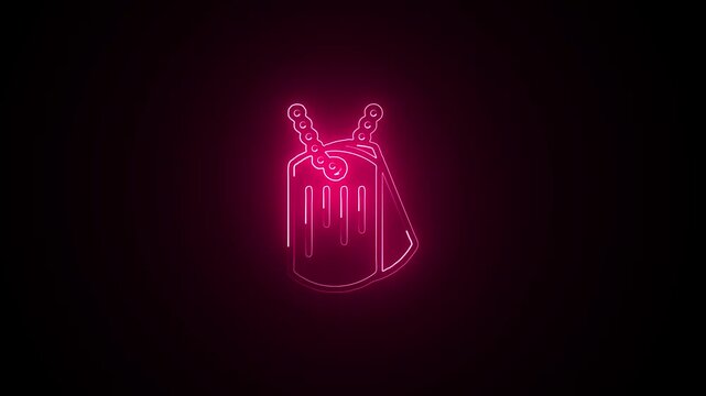 Glowing neon line Military dog tag icon isolated on black background. Identity tag icon. Army sign. Colorful outline concept. Vector.