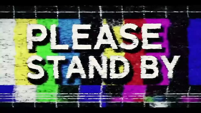 Please Stand By Text Glitch &ndash; Retro CRT Loop Animation