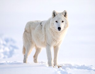 Obraz premium White wolf in snowy landscape
