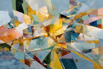 Fototapeta premium Abstract geometric artwork featuring vibrant overlapping shapes and dynamic composition