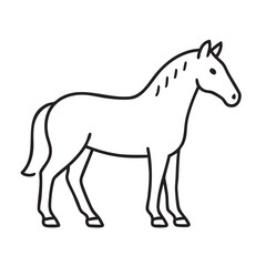 Simple Line Drawing of a Horse Standing Still in Profile with Short Mane minimalist black