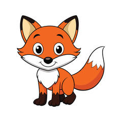Fototapeta premium Adorable orange fox with white chest and tail animal cartoon