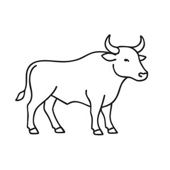 Simple Line Drawing of a Bull Standing Isolated on White Background Minimalist Animal Illustration minimalist