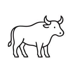 Minimalist Line Art Illustration of a Bull Standing in Profile on a White Background simple