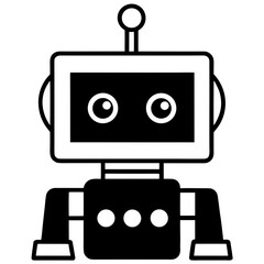 Fototapeta premium Cute cartoon robot character silhouette isolated on white background