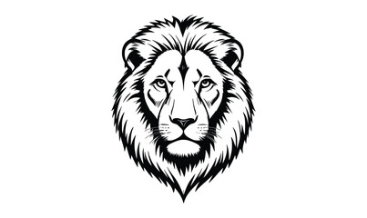 "Lion Face Line Art Drawing: Majestic Wild Animal Head Illustration"