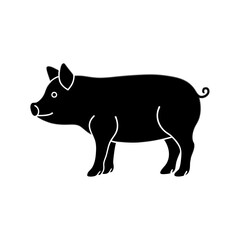 pig graphic icon pig black silhouette isolated vector line art