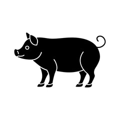 pig graphic icon pig black silhouette isolated vector line art