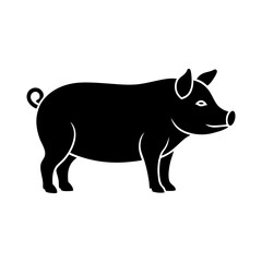 pig graphic icon pig black silhouette isolated vector line art