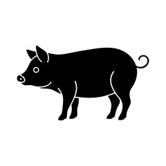pig graphic icon pig black silhouette isolated vector line art