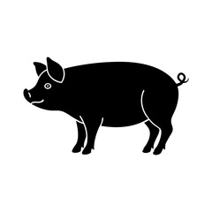 pig graphic icon pig black silhouette isolated vector line art