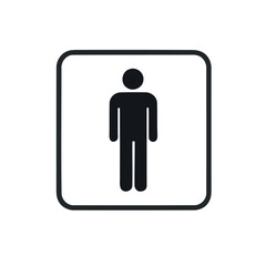 Black Simple Male Restroom Sign in Square Isolated on White Background