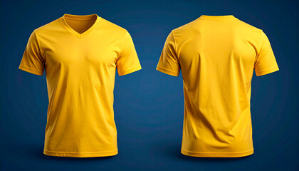 yellow shirt front and back on blue background for composition