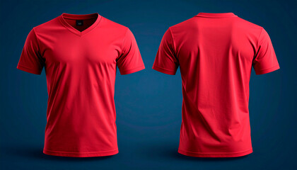 red shirt front and back on blue background for composition