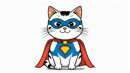 Cute Cartoon Cat Superhero