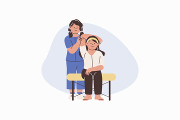 Fototapeta premium Female Therapist Performing Manual Therapy on Patient's Shoulder Joint Vector