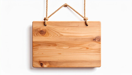 wooden board with ropes and white background