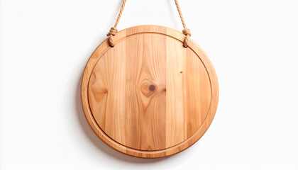 wooden board with ropes and white background