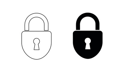 Padlock Icons Displaying Security Concepts and Flat Vector Graphics on a White Background