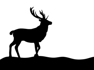 deer silhouette vector. Majestic Deer on a Hill. Minimalist Wildlife Vector Illustration. Black Deer Silhouette Nature background