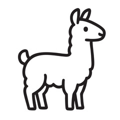 Minimalist Llama Illustration A Simple Black and White Outline of a South American Camelid This