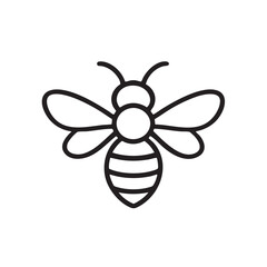 Obraz premium Simple Line Art Illustration of a Bee with Wings and Striped Body on White Background