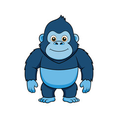 Naklejka premium Blue gorilla character design smiling friendly cartoon illustration