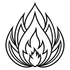 Fire Icon Line Art Vector Isolated on White Background