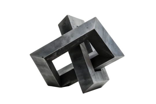 Abstract Concrete Sculpture Interlocking Cubes Modern Art