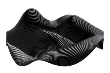 Abstract black wave design 3D render art