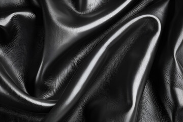 Fototapeta premium Black leather texture elegant folds luxurious material
