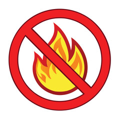 Prohibited signs fire with white background vector art
