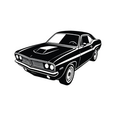 Fototapeta premium Classic American muscle car silhouette black white