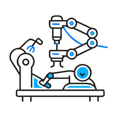 Robotic Surgery System Icon with Blue Accents