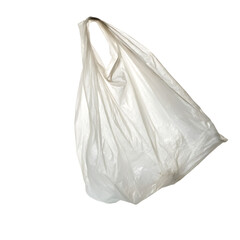A single empty, transparent plastic grocery bag with handles, a symbol of pollution, isolated on a transparent background png