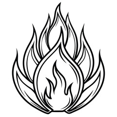 fire vector  line art on white background