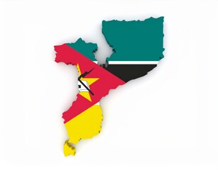 Obraz premium Mozambique 3d country, on a white background