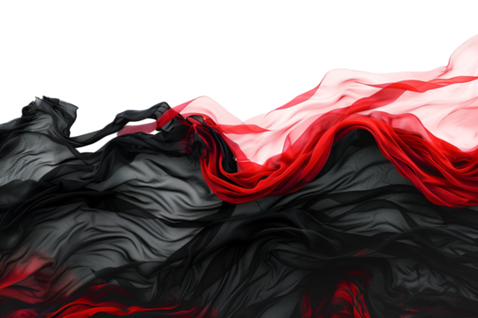 Red and black silk fabric flowing dramatically
