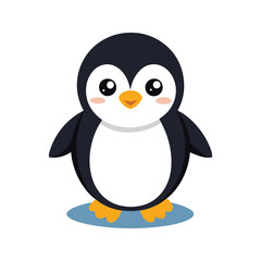 Obraz premium Cute cartoon penguin with big eyes and orange beak animal bird