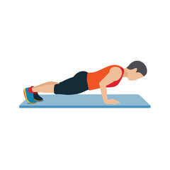 Fototapeta premium Man Doing Pushups on a Mat Illustration