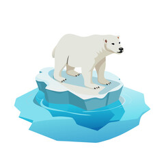 Fototapeta premium Polar Bear on Iceberg Illustration Climate Change Concept